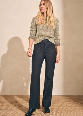 Faherty Women’s New Stretch Terry Patch Pocket Pants Size 26 Washed Black